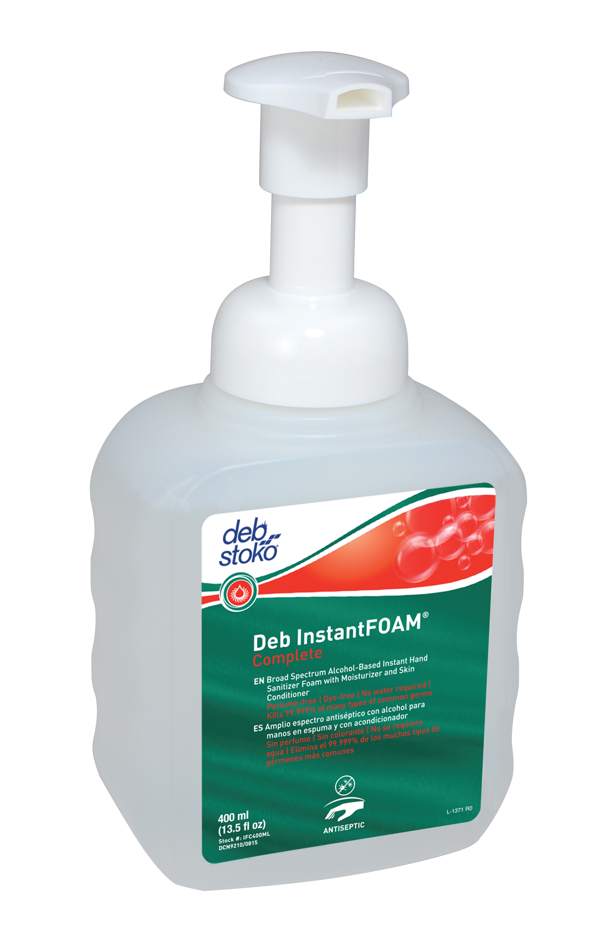 Deb InstantFOAM® Complete Alcohol Hand Sanitizer 400mL Pump Bottle, 6/case